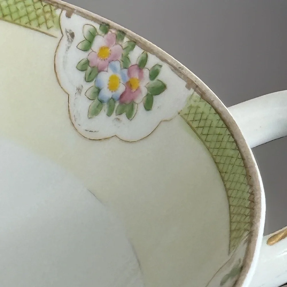 Antique Hand Painted Nippon Serving China bowl floral 9